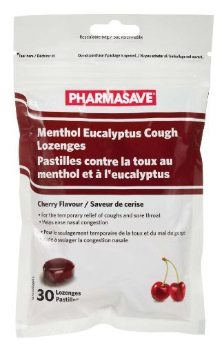 Picture of PHARMASAVE EUCALYPTUS MENTHOL COUGH LOZENGES - CHERRY 30S